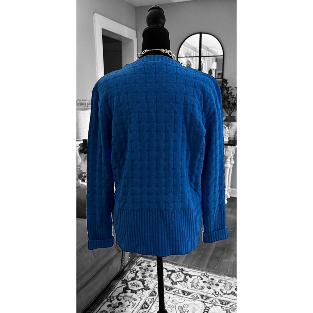 Women's Liz Claiborne Blue Textured Crew Neck Sweater S like new - Picture 3 of 13